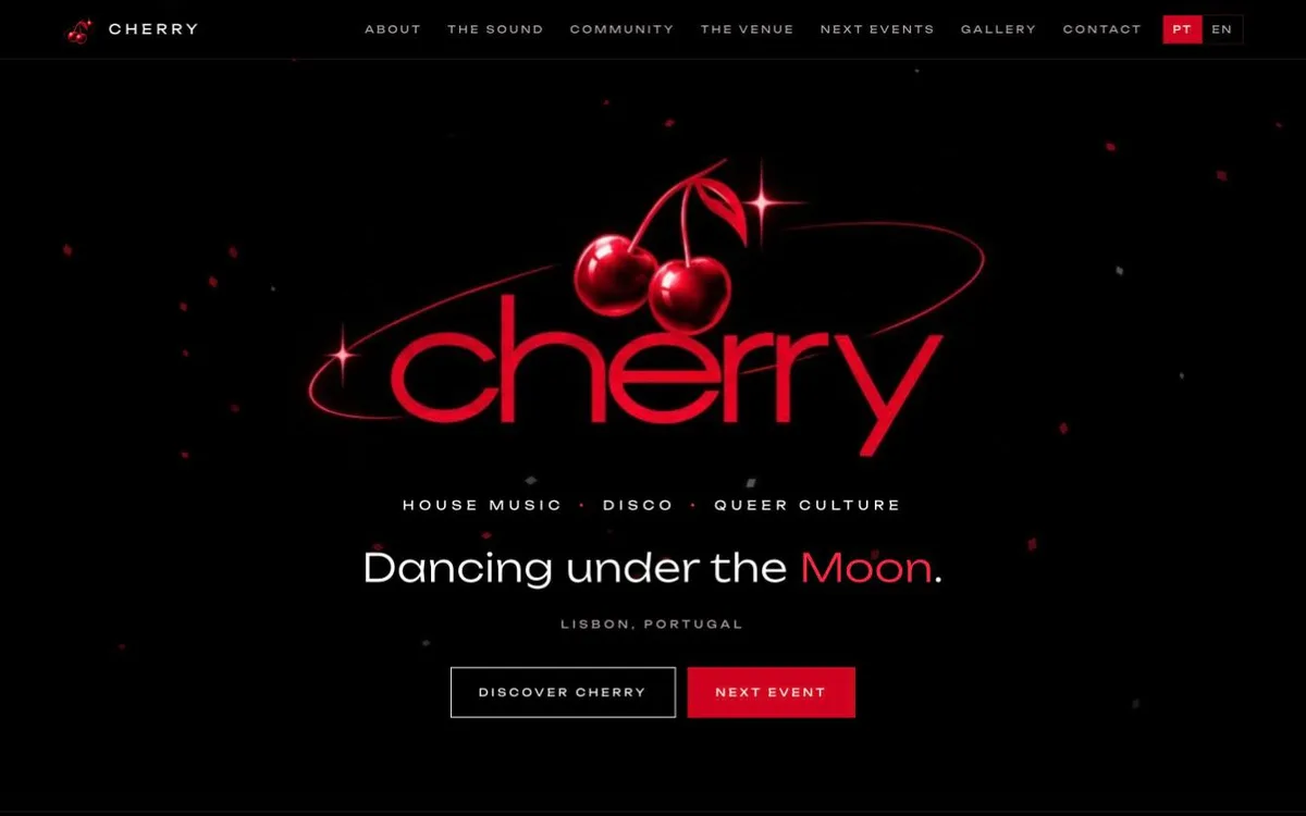 Página inicial do site CHERRY