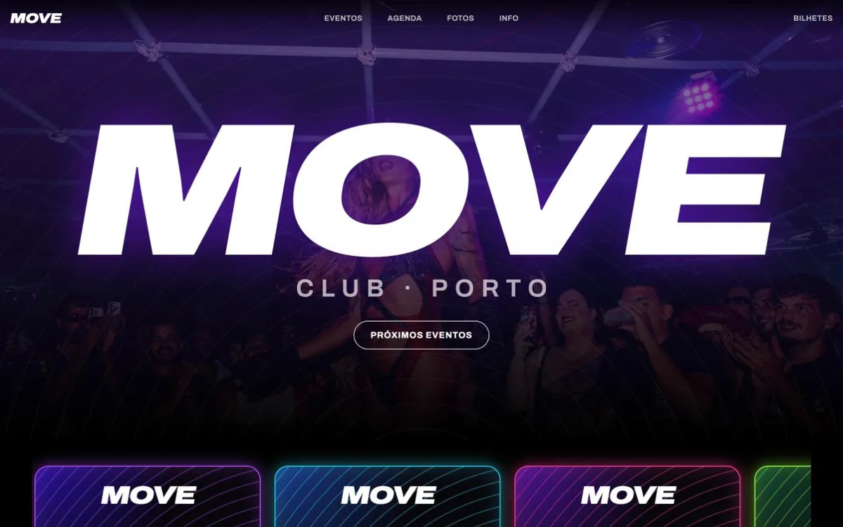 Página inicial do site MOVE Club